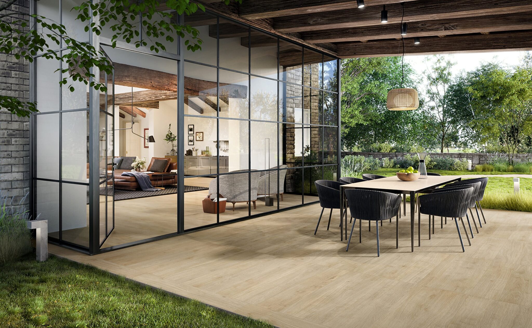Vous avez une baie vitrée ? Prolongez votre carrelage intérieur vers l'extérieur !
